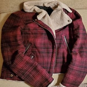 American eagle large plaid bomber jacket